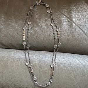 Robert Rose black metal with clear stone long necklace
